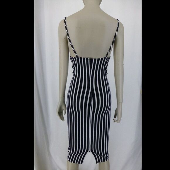 Privy Privately Privileged Black and White Striped Cut-Out Dress - Picture 4 of 12